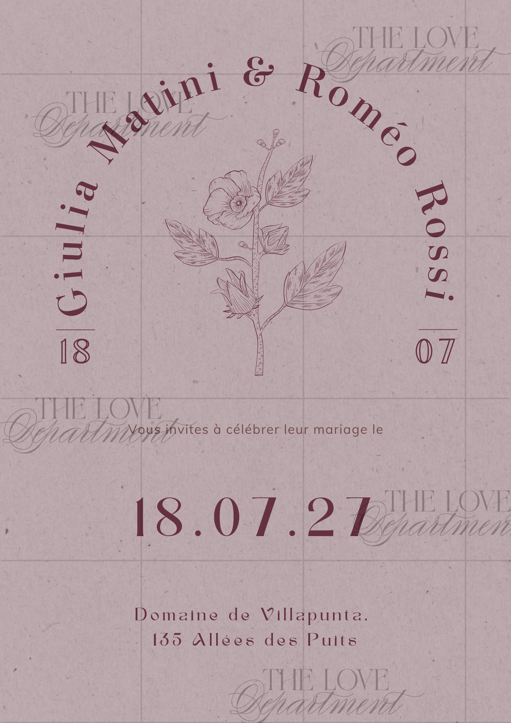 Faire-part mariage Fleurs du Temps – kit complet papeterie digitale fleurie"