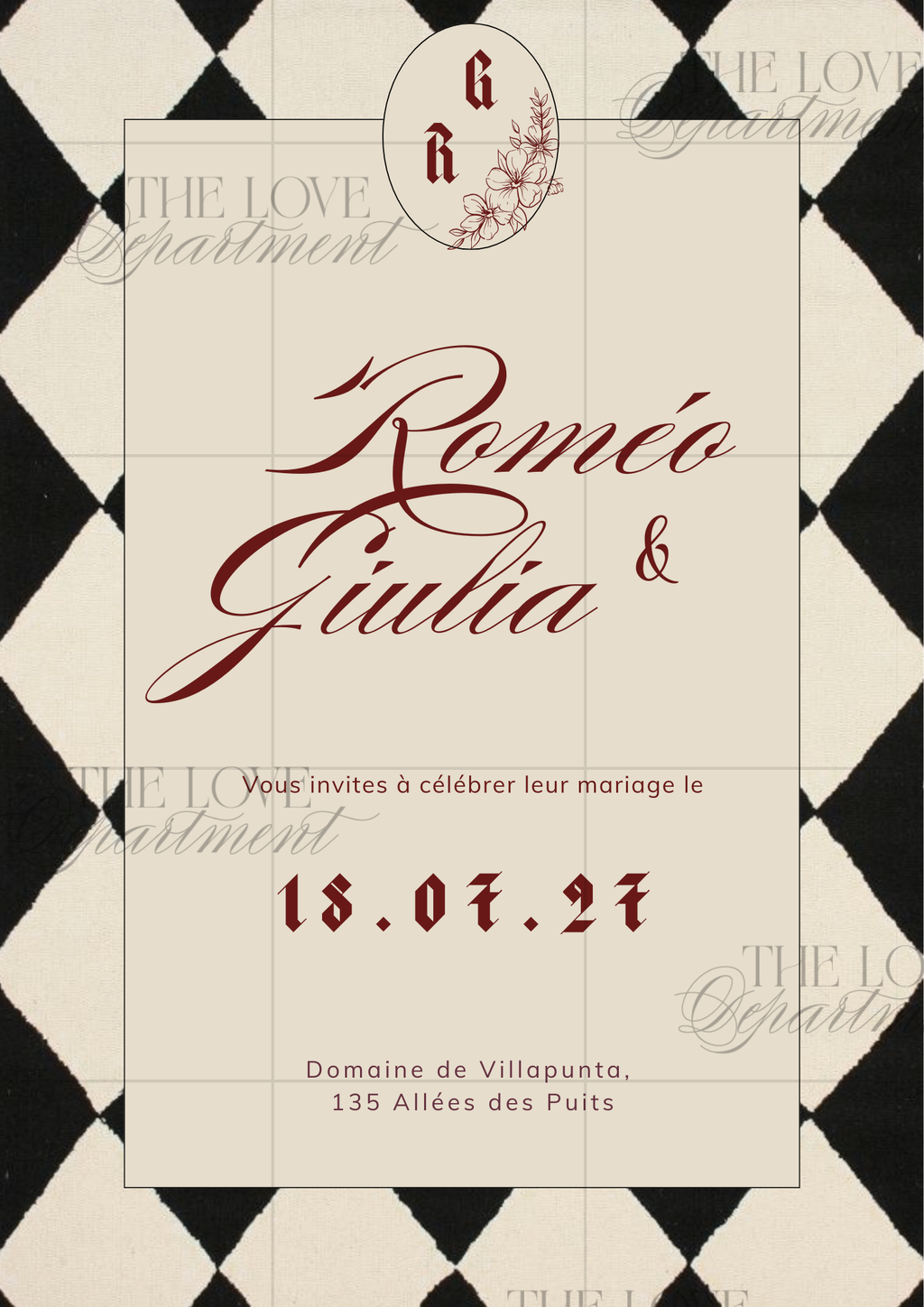 Carton principal faire-part mariage rebelle et audacieux – modèle Canva personnalisable