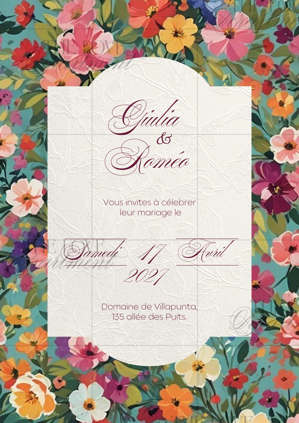 Carton principal faire-part mariage vintage et champêtre – modèle Canva personnalisable