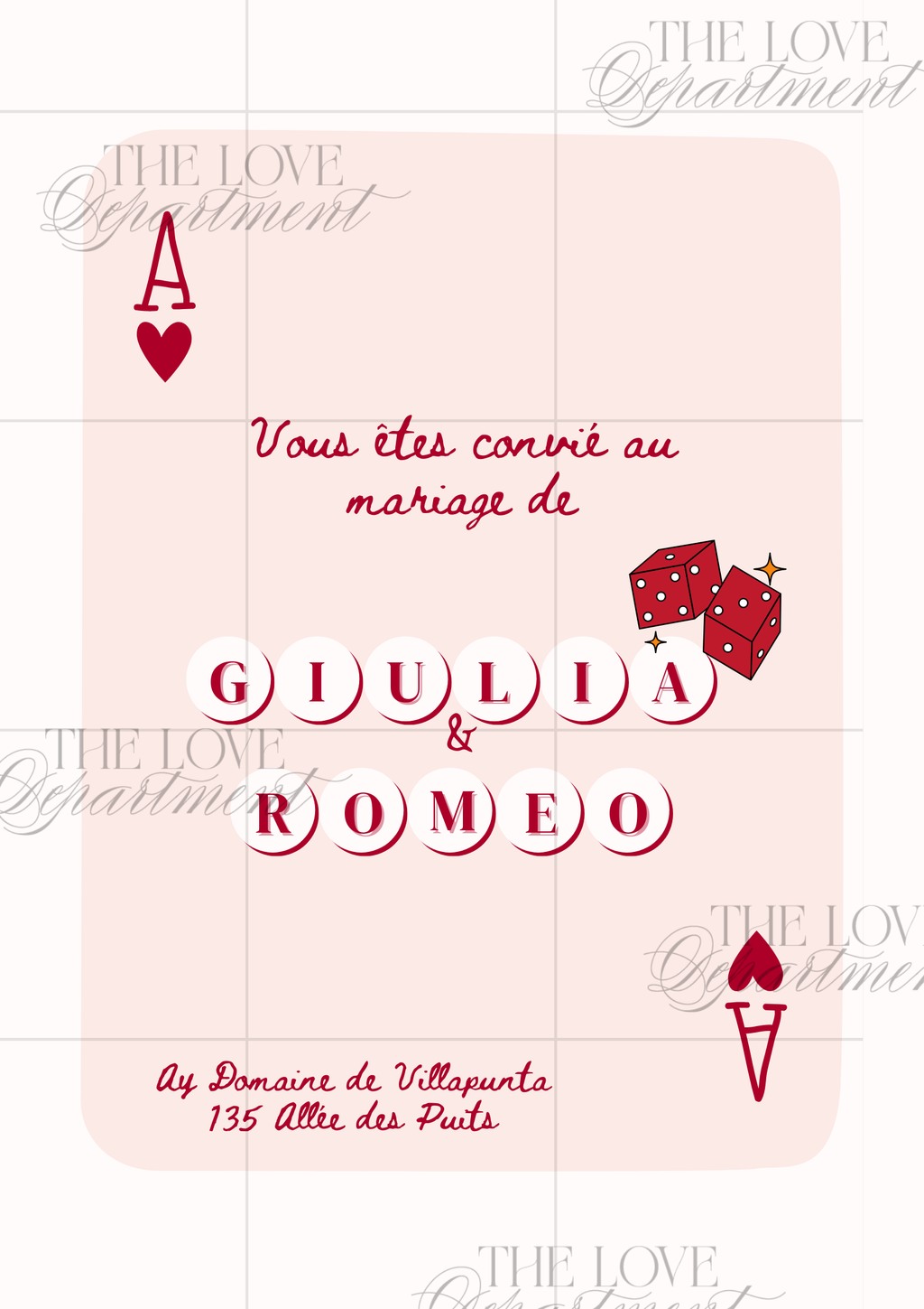 Carton principal faire-part mariage Lucky in Love – modèle Canva personnalisable