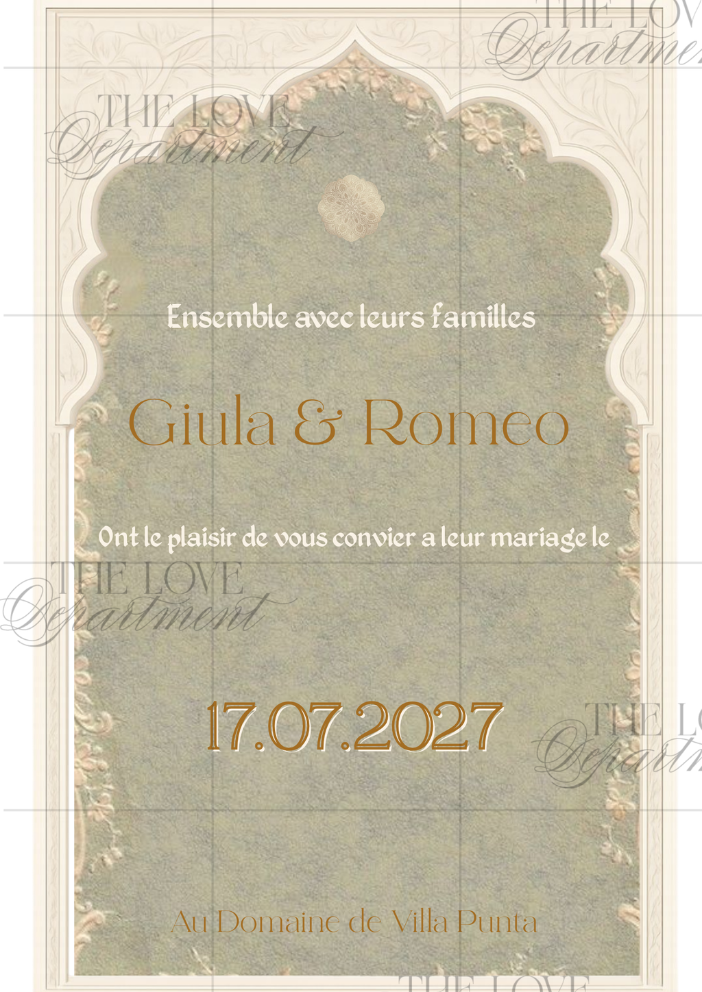 Carton principal faire-part mariage vert sauge – modèle personnalisable