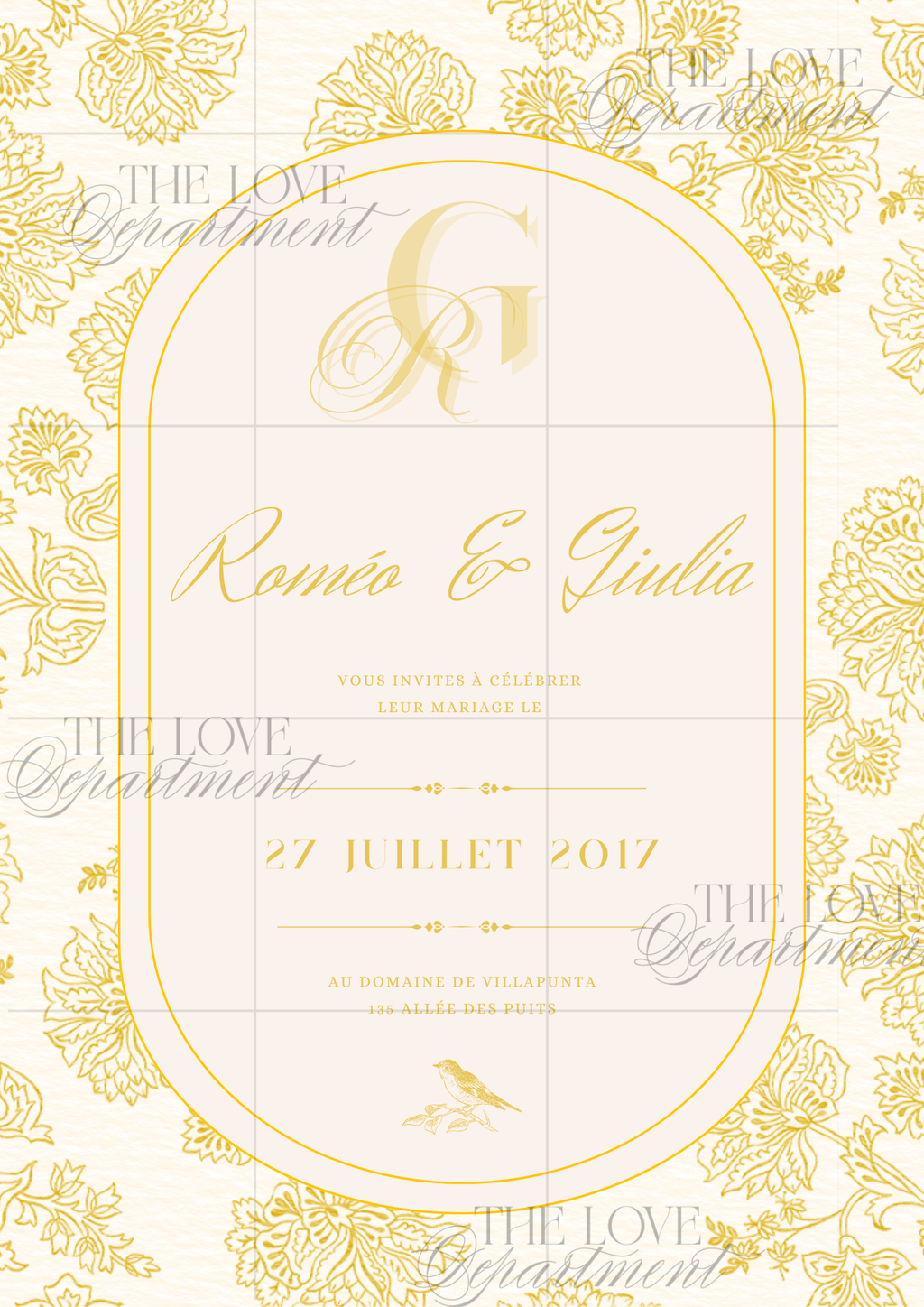carton principal faire-part mariage nature poétique – modèle Canva personnalisable