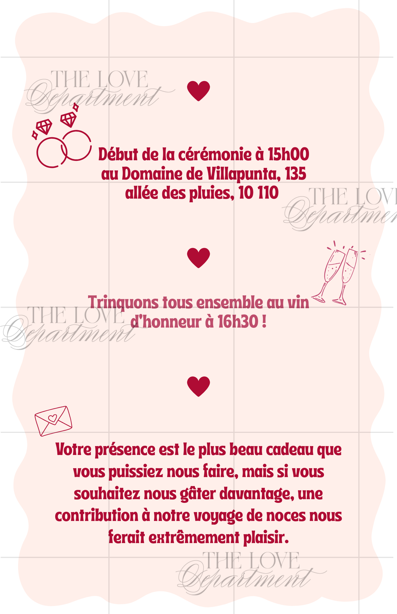 Carton principal faire-part mariage coloré Wild & Pink 