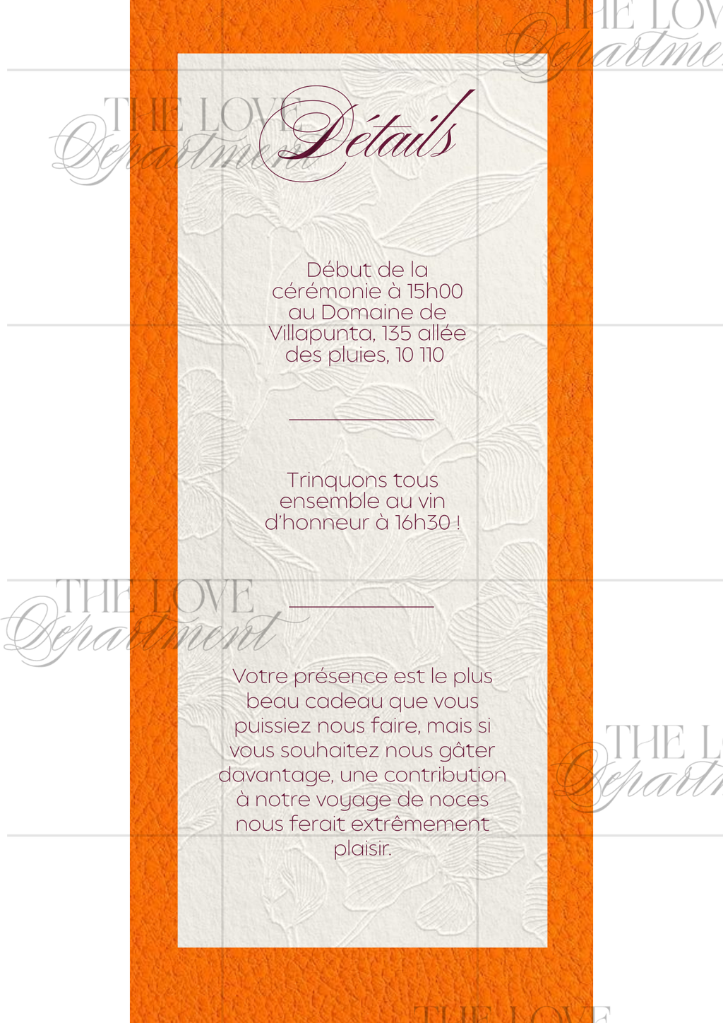 Carte informations pratiques faire-part mariage champêtre vintage – kit complet
