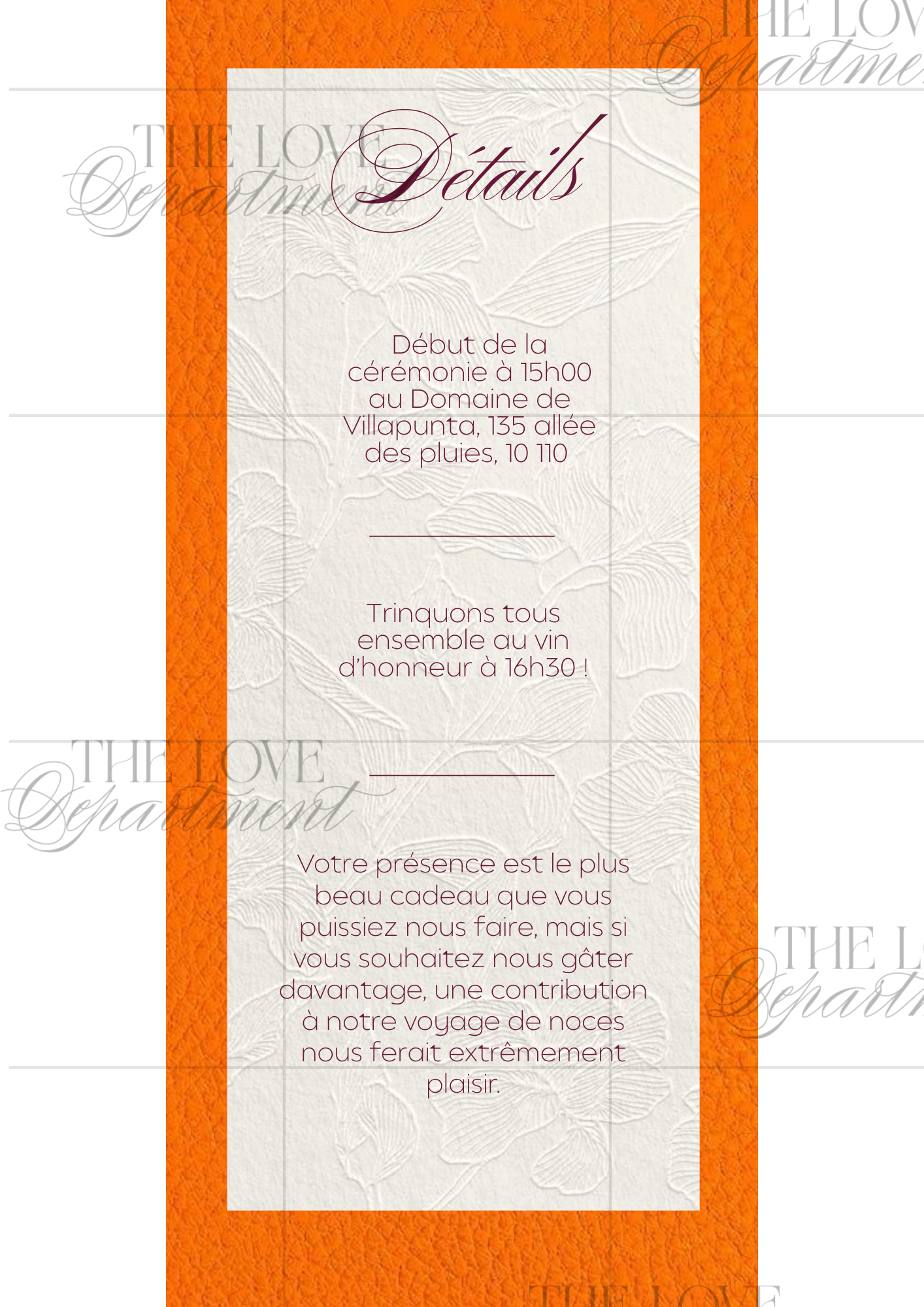 Carte informations pratiques faire-part mariage champêtre vintage – kit complet