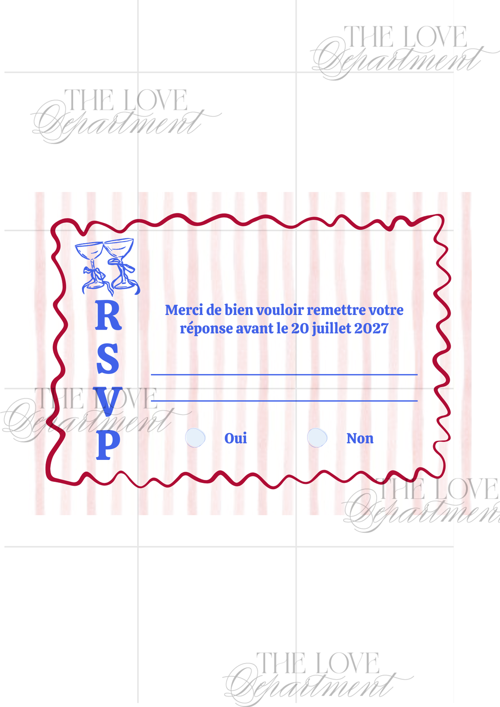 Carte RSVP faire-part L'Heure du Toast – papeterie mariage original