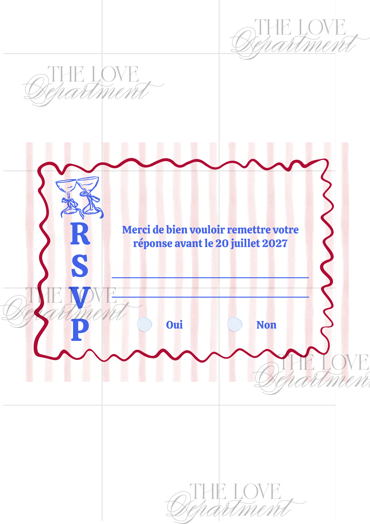 Carte RSVP faire-part L'Heure du Toast – papeterie mariage original