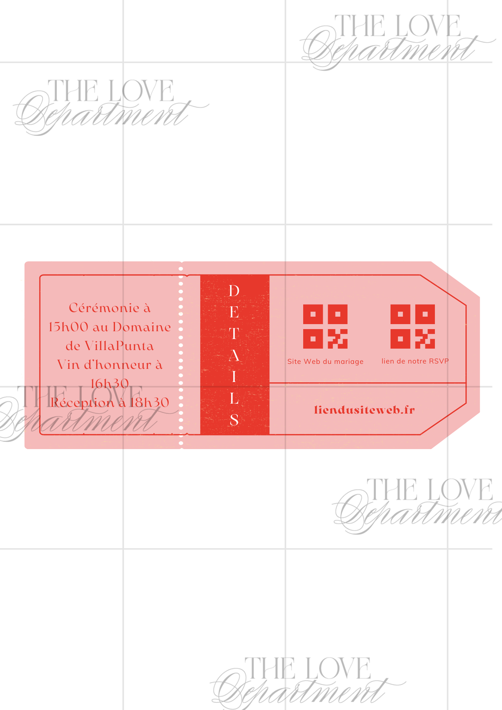Carte informations pratiques faire-part Billet pour un Oui – mariage voyage