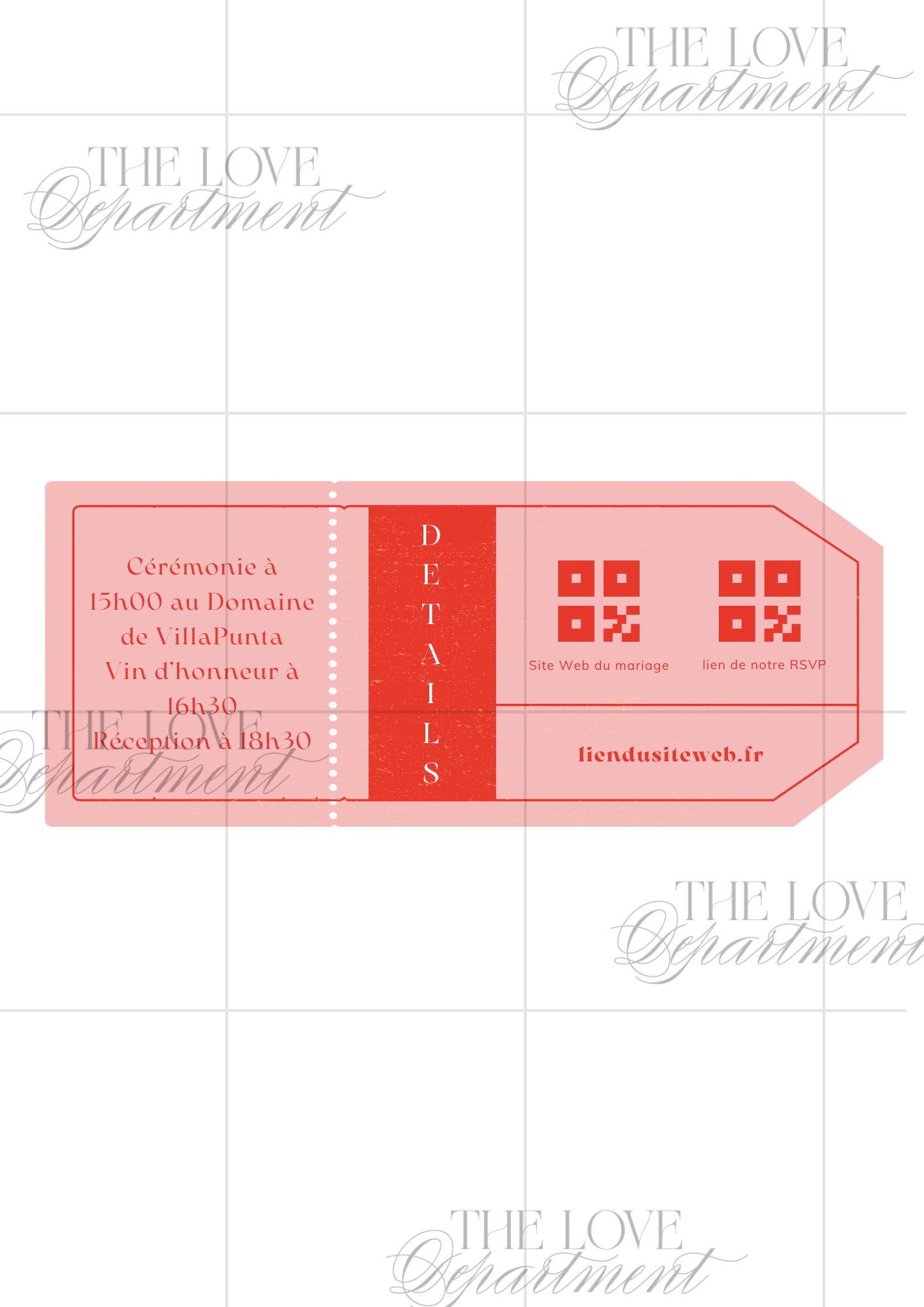 Carte informations pratiques faire-part Billet pour un Oui – mariage voyage