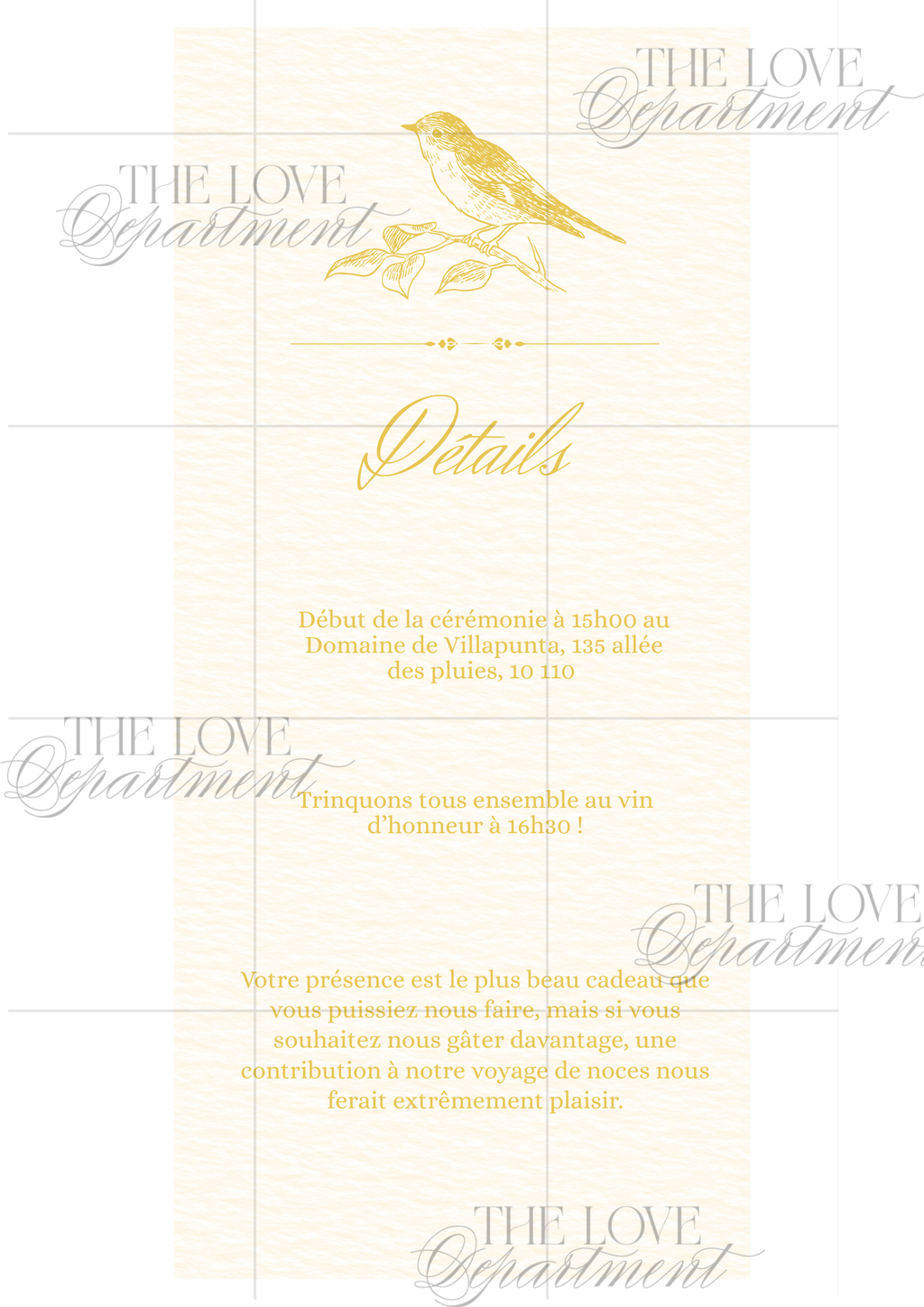 Carte informations pratiques faire-part mariage champêtre – kit complet