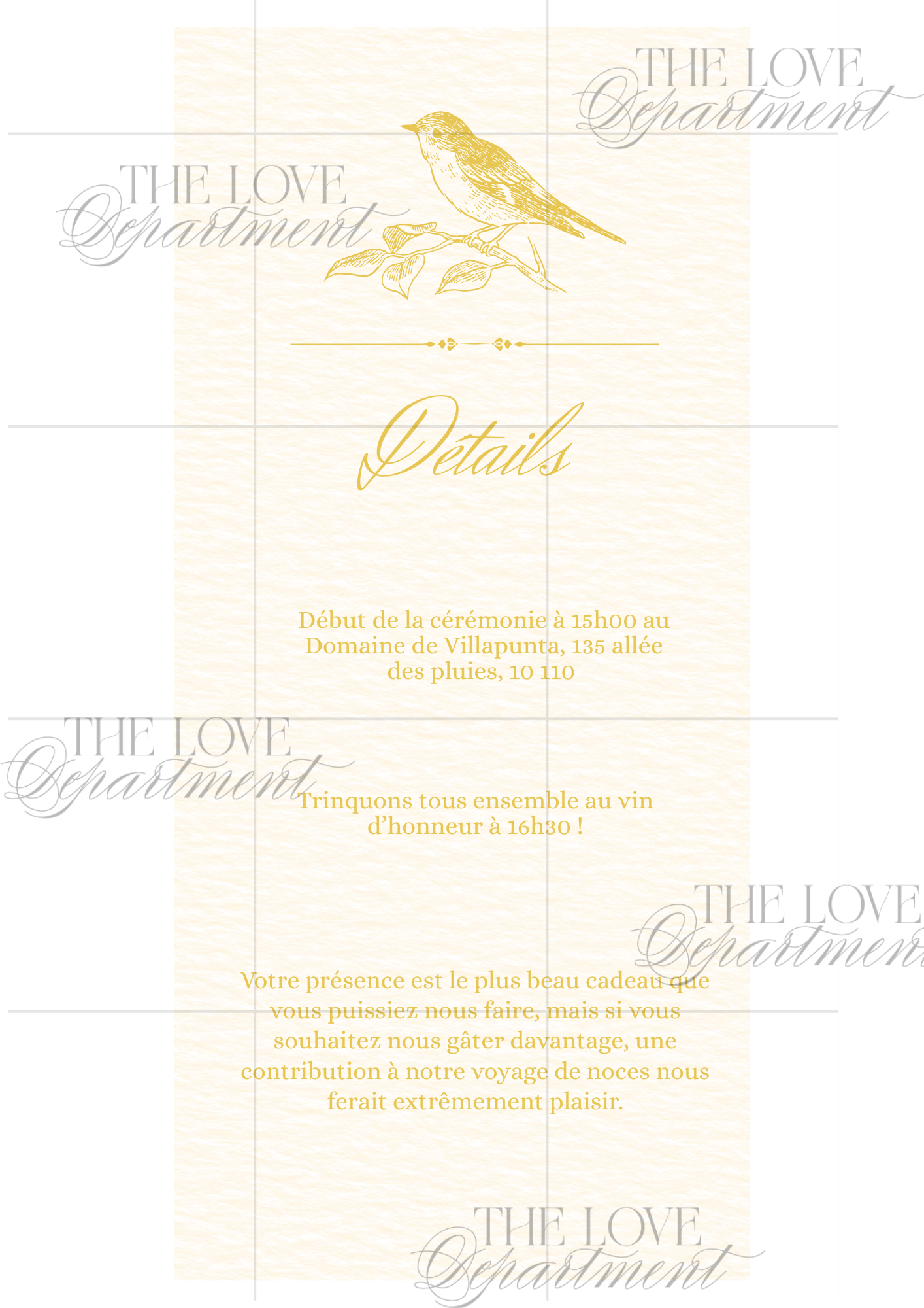 Carte informations pratiques faire-part mariage champêtre – kit complet