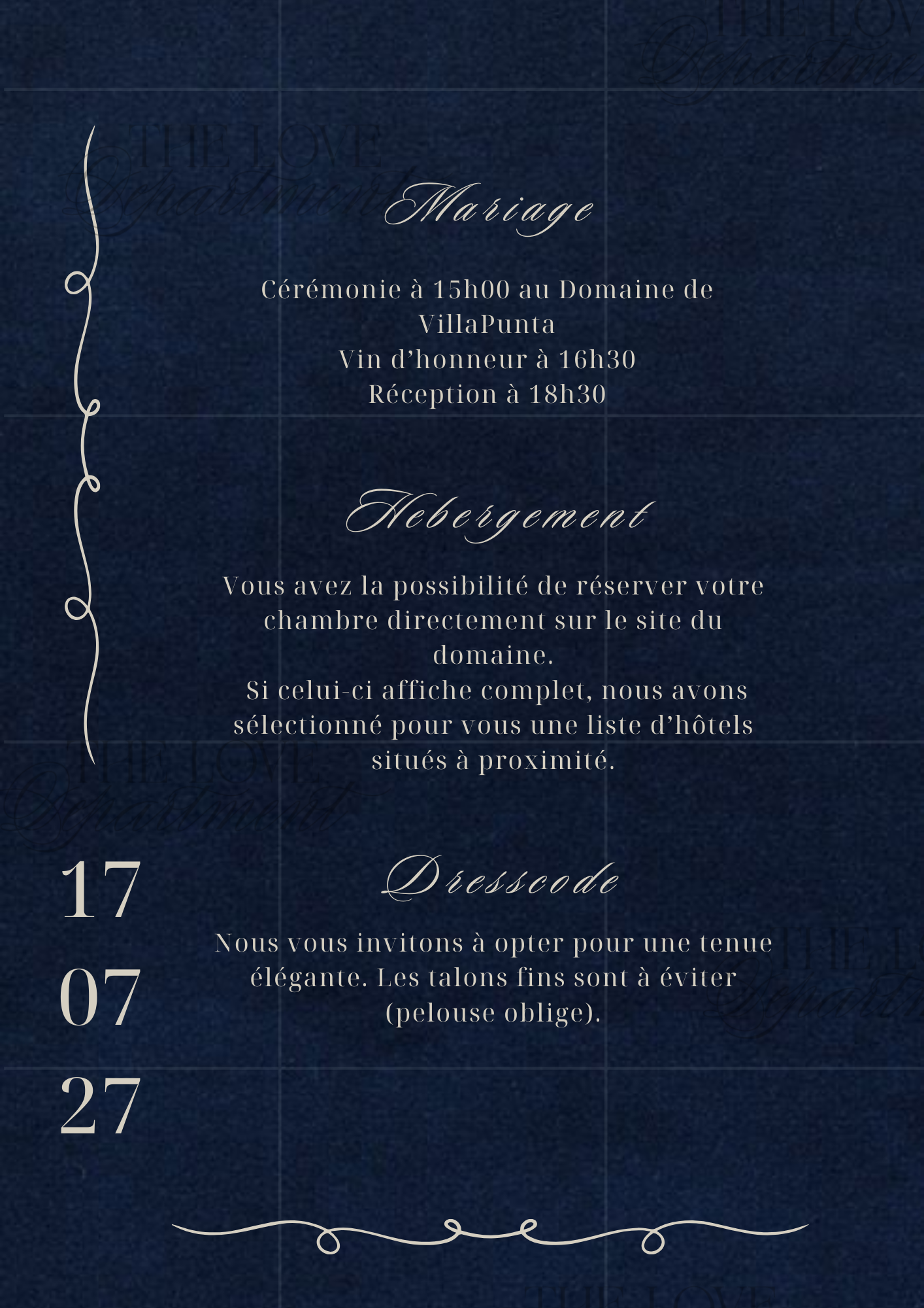 Carte informations pratiques faire-part mariage romantique – kit complet