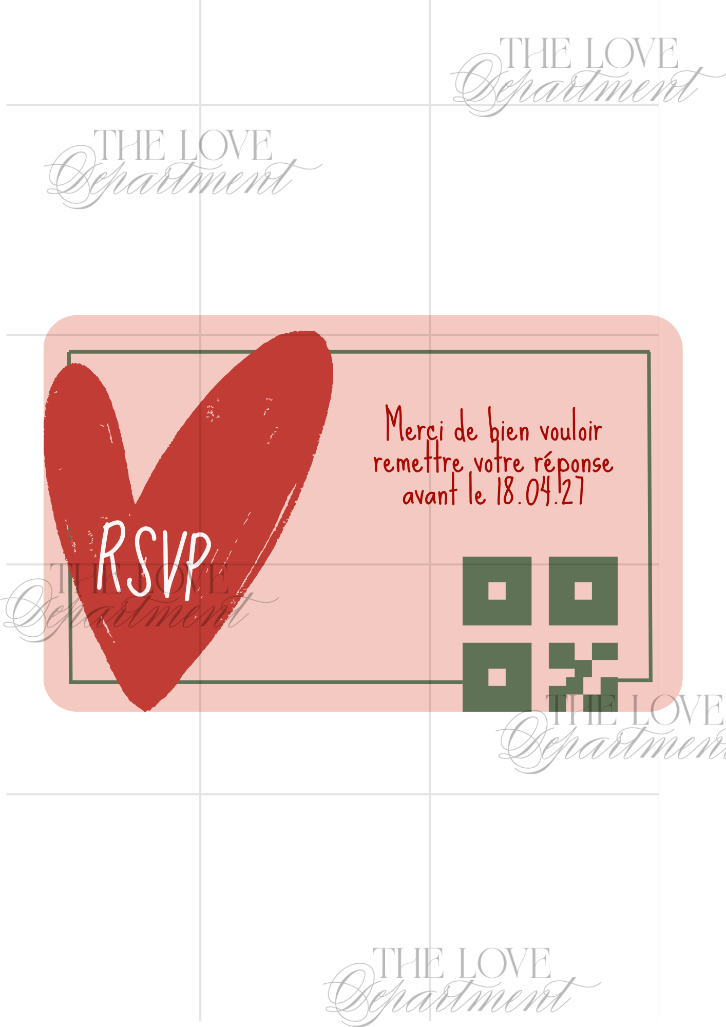 Carte RSVP faire-part Douceur à Carreaux – papeterie mariage cosy