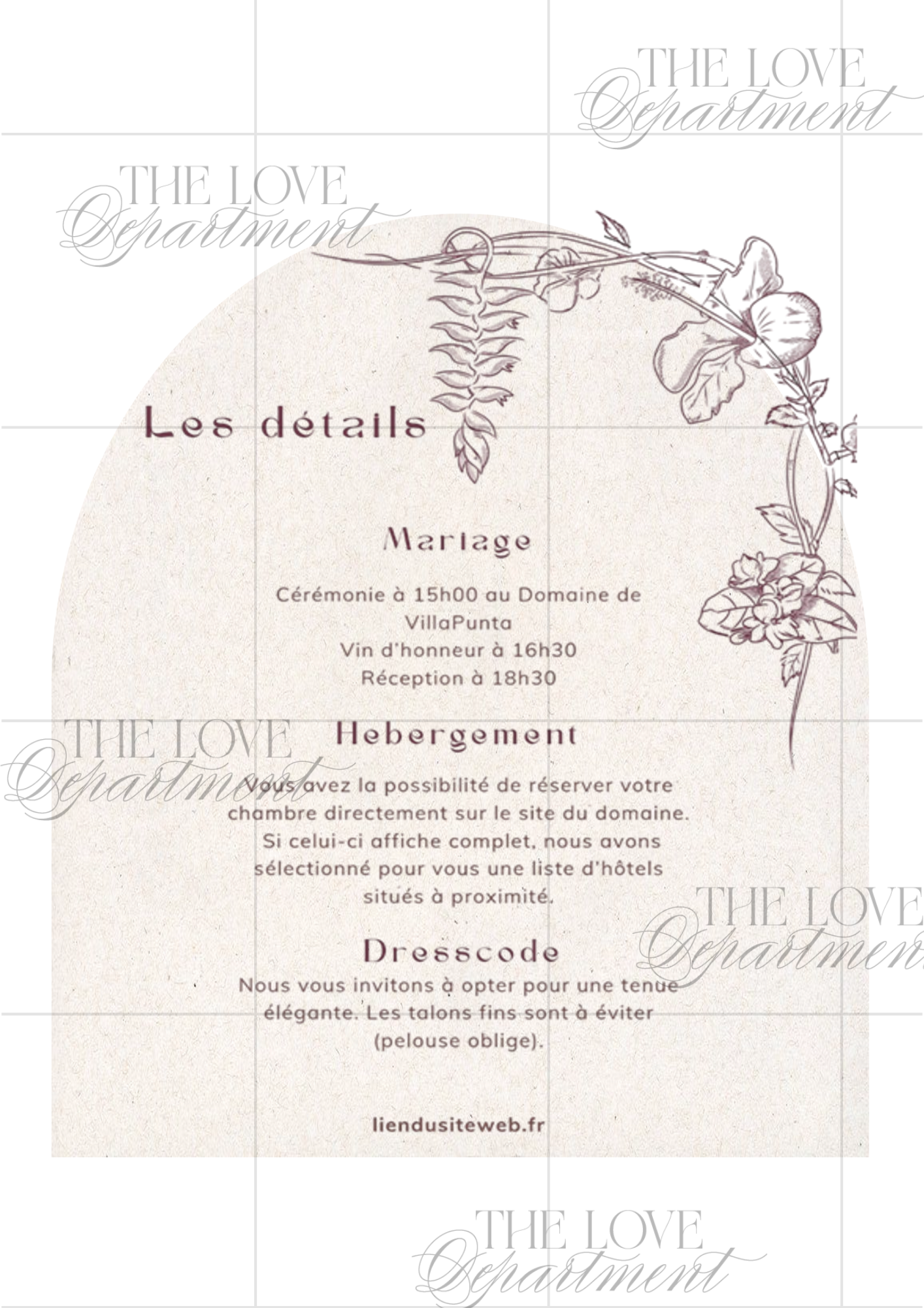 Carton principal faire-part mariage fleuri – modèle Canva personnalisable