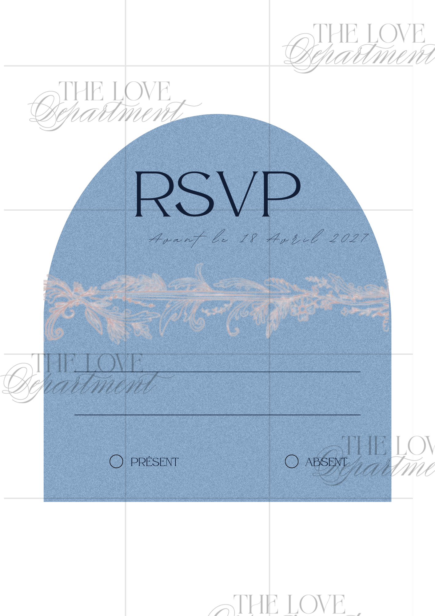 Carte RSVP faire-part Souffle Bleu – papeterie mariage digitale