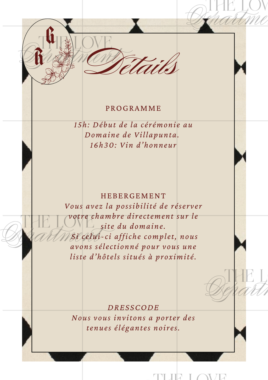 Carte informations pratiques faire-part mariage rock – kit complet