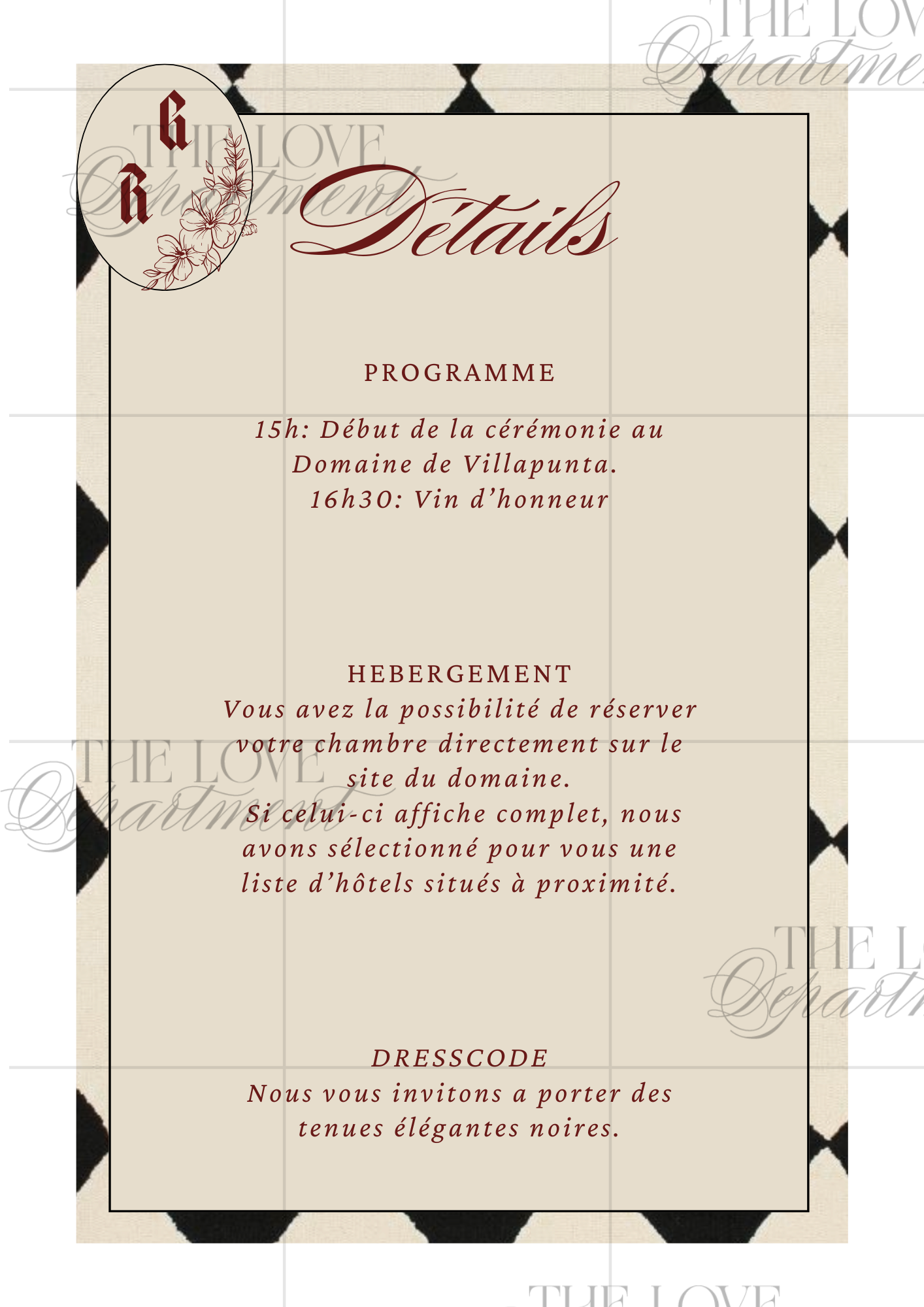 Carte informations pratiques faire-part mariage rock – kit complet