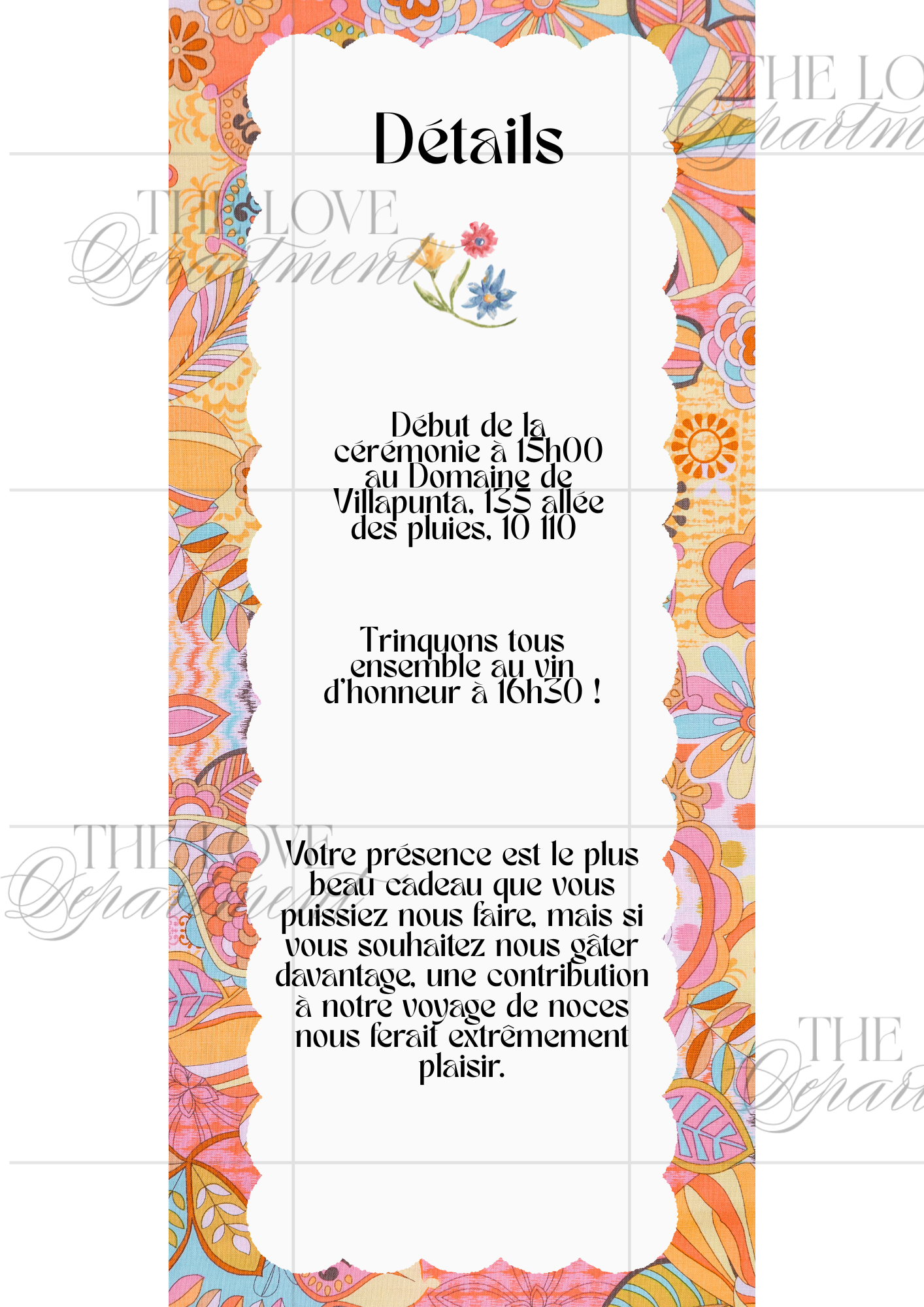 Carte informations pratiques faire-part mariage Pop Flower – kit complet