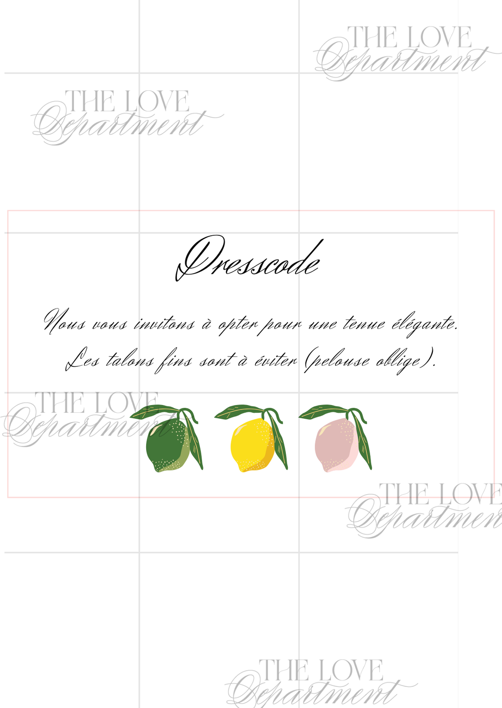 Carte dresscode faire-part mariage dolce vita  – kit complet Canva