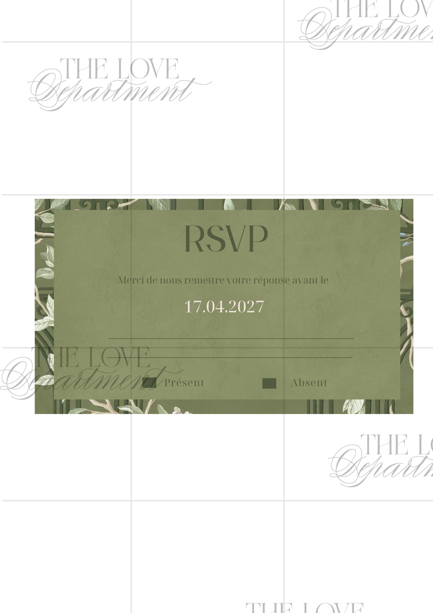 Carte RSVP faire-part mariage champêtre fleuri – papeterie digitale