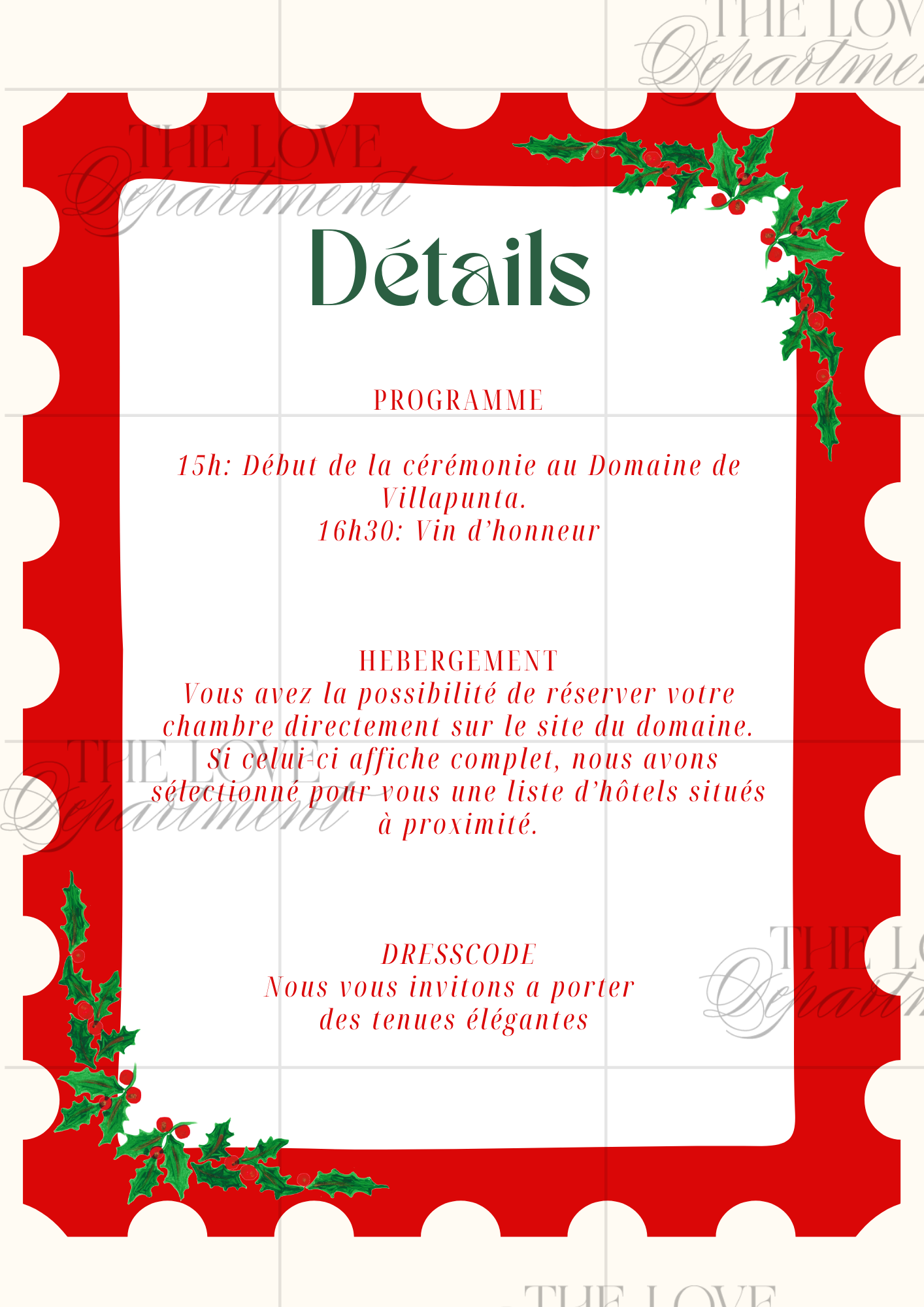 Carte informations pratiques faire-part Fêtes Enchantées – mariage festif