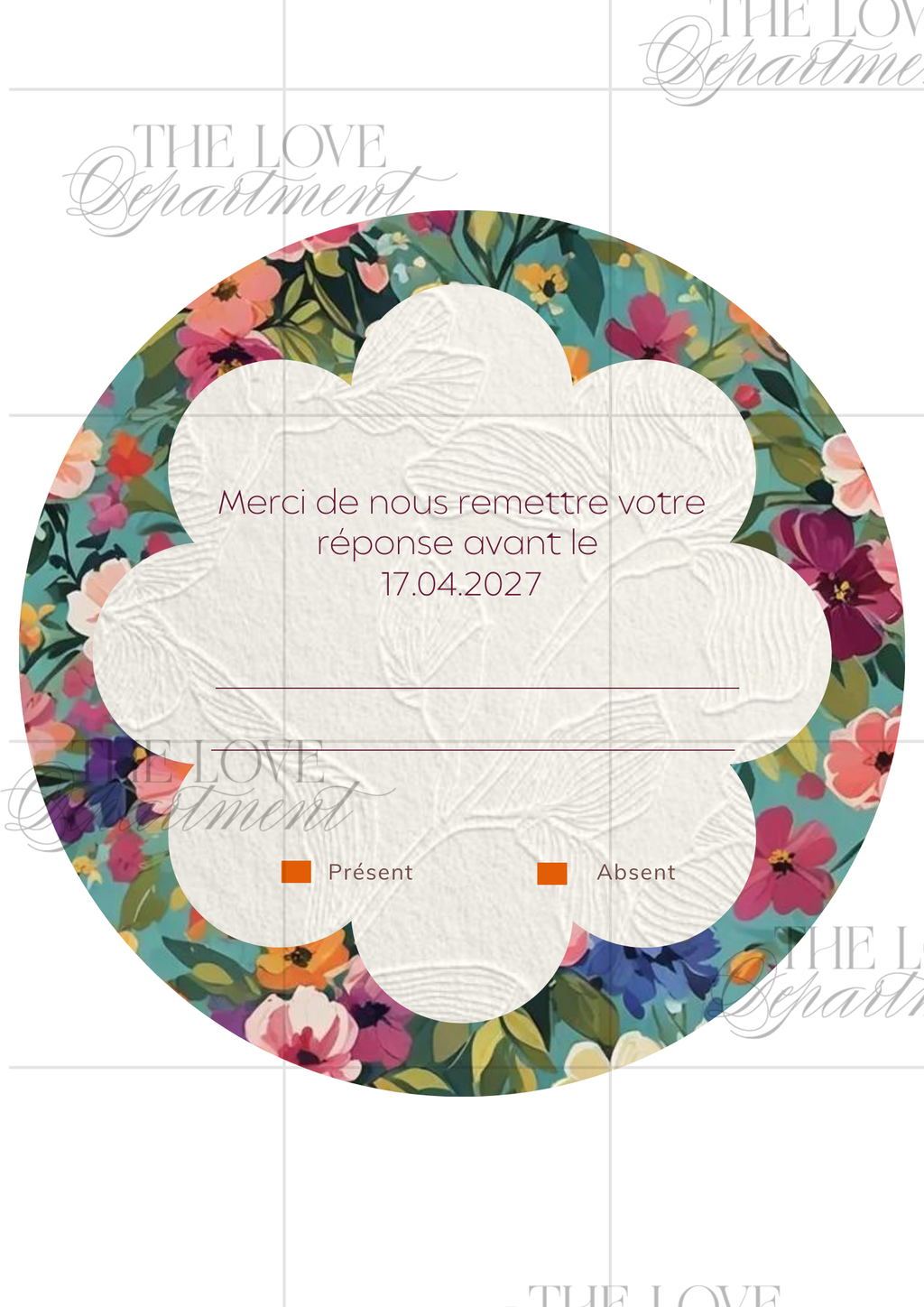 Carte RSVP faire-part mariage rétro Jardin d'Antan – papeterie digitale