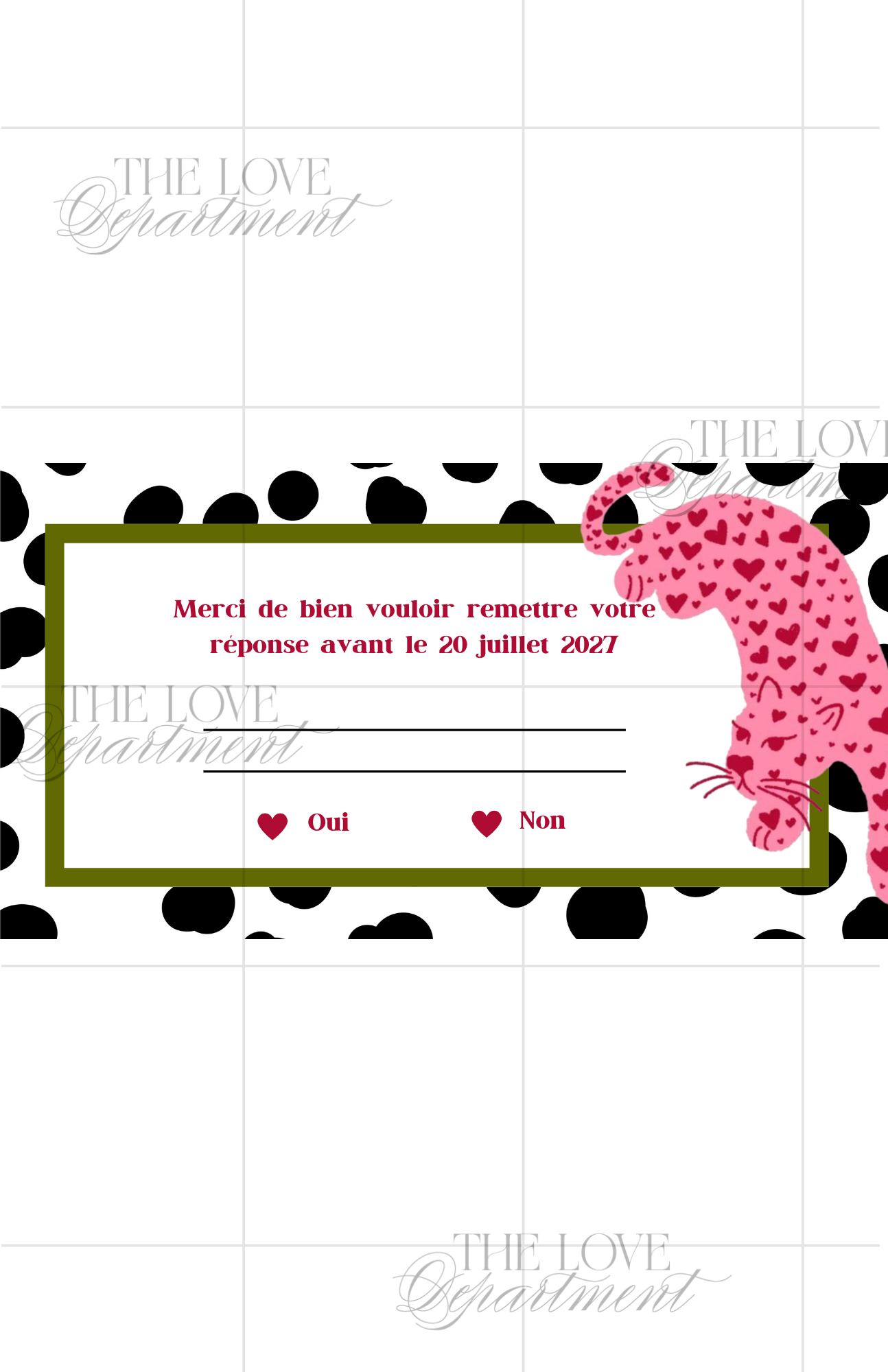 Carte RSVP faire-part mariage rose et audacieux – papeterie digitale