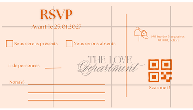 Carte RSVP faire-part Orange Stripes – papeterie mariage colorée et originale