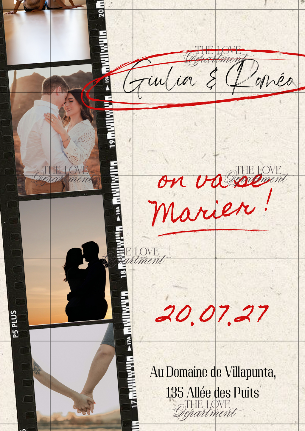 Carton principal faire-part mariage Notre Histoire – modèle Canva personnalisable