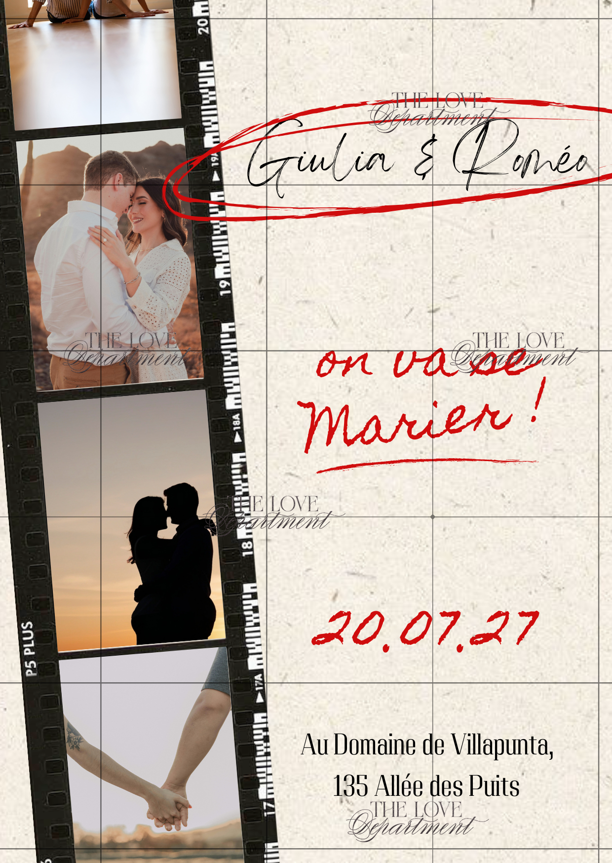Carton principal faire-part mariage Notre Histoire – modèle Canva personnalisable