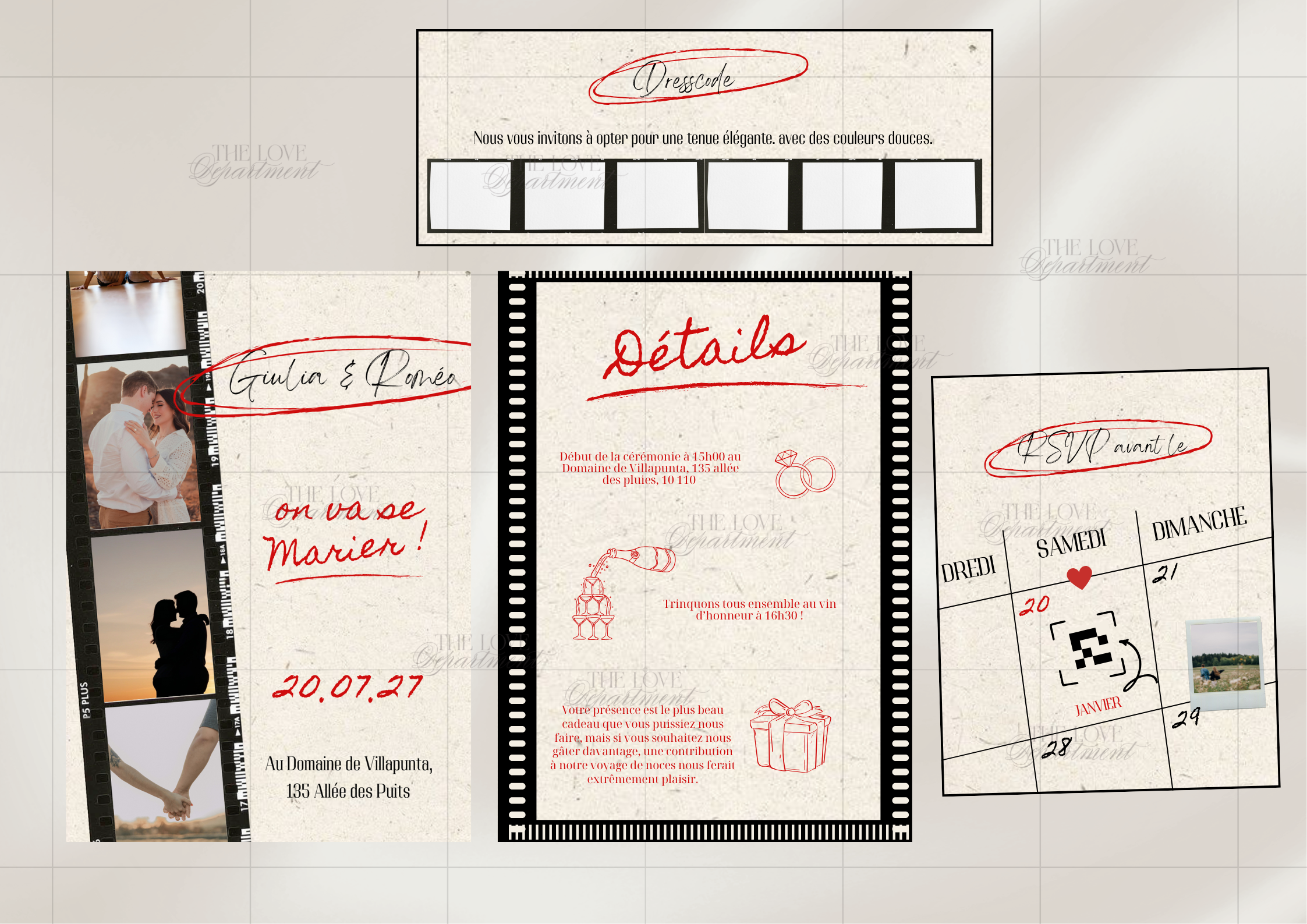 Faire-part mariage Notre Histoire – kit complet papeterie digitale romantique