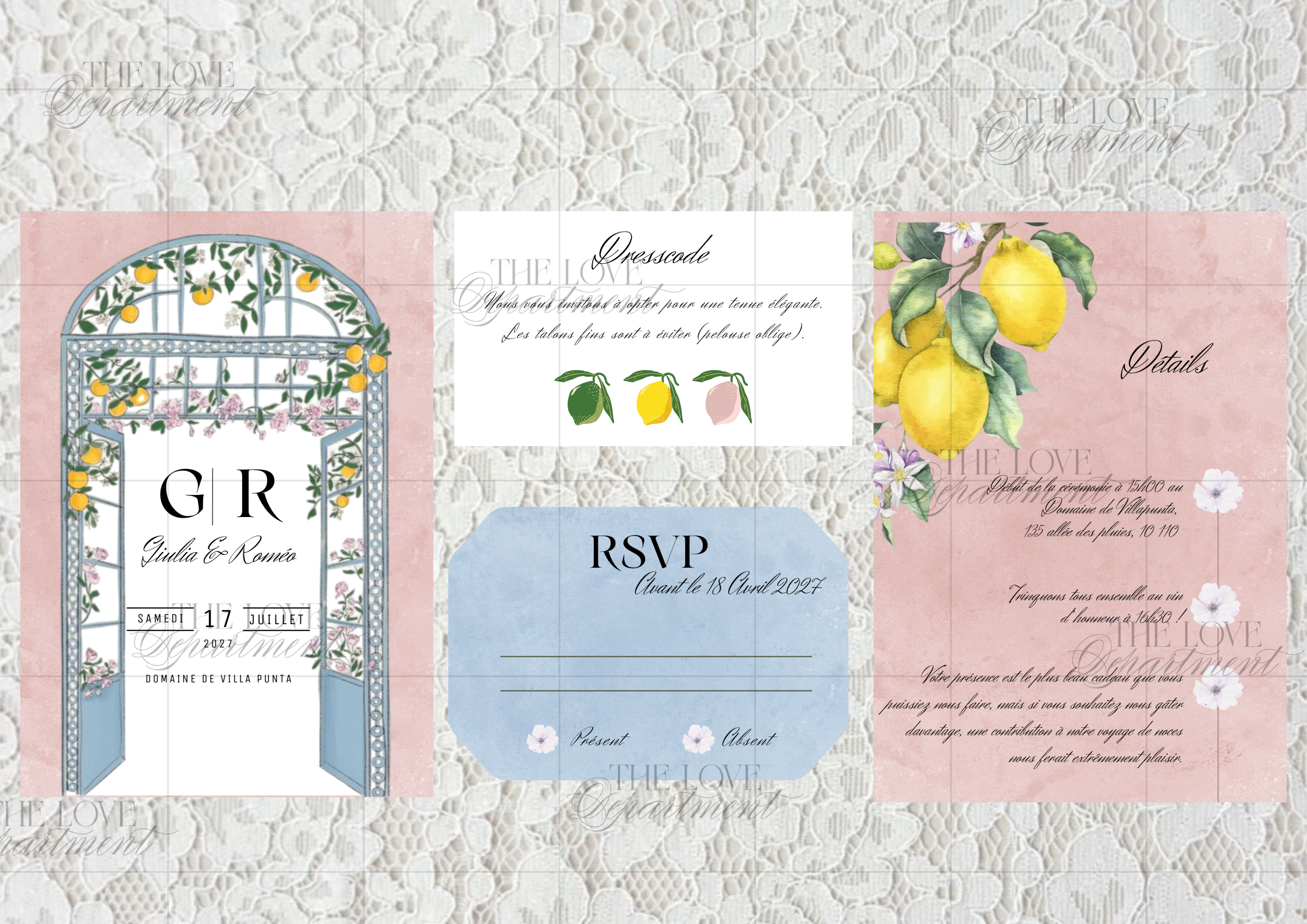 Faire-part mariage style dolce vita coloré – modèle Canva personnalisable