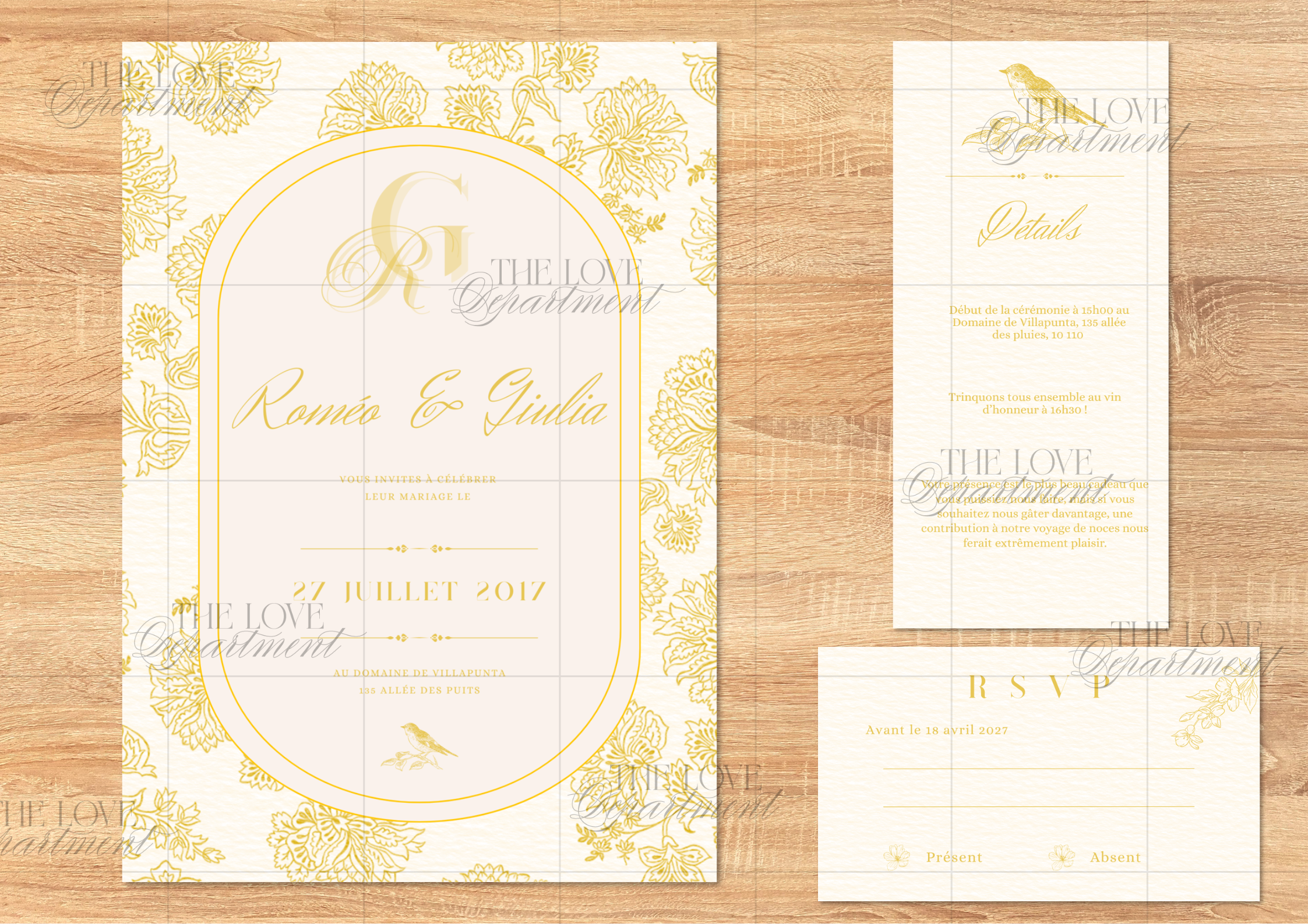 Faire-part mariage Nature et Poésie – kit complet papeterie digitale champêtre