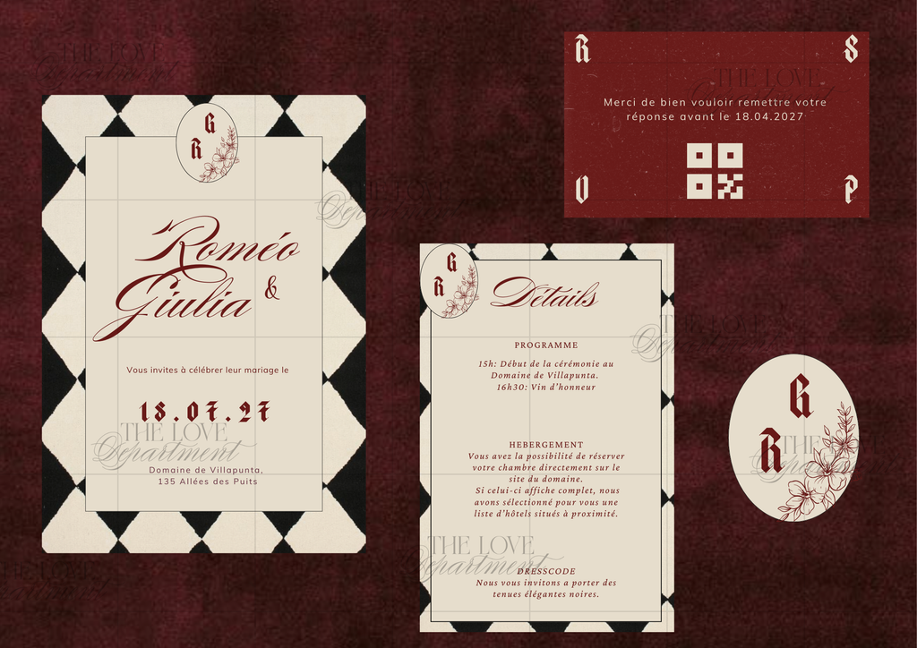 Faire-part mariage Attitude Rebelle – kit complet papeterie digitale rock et original