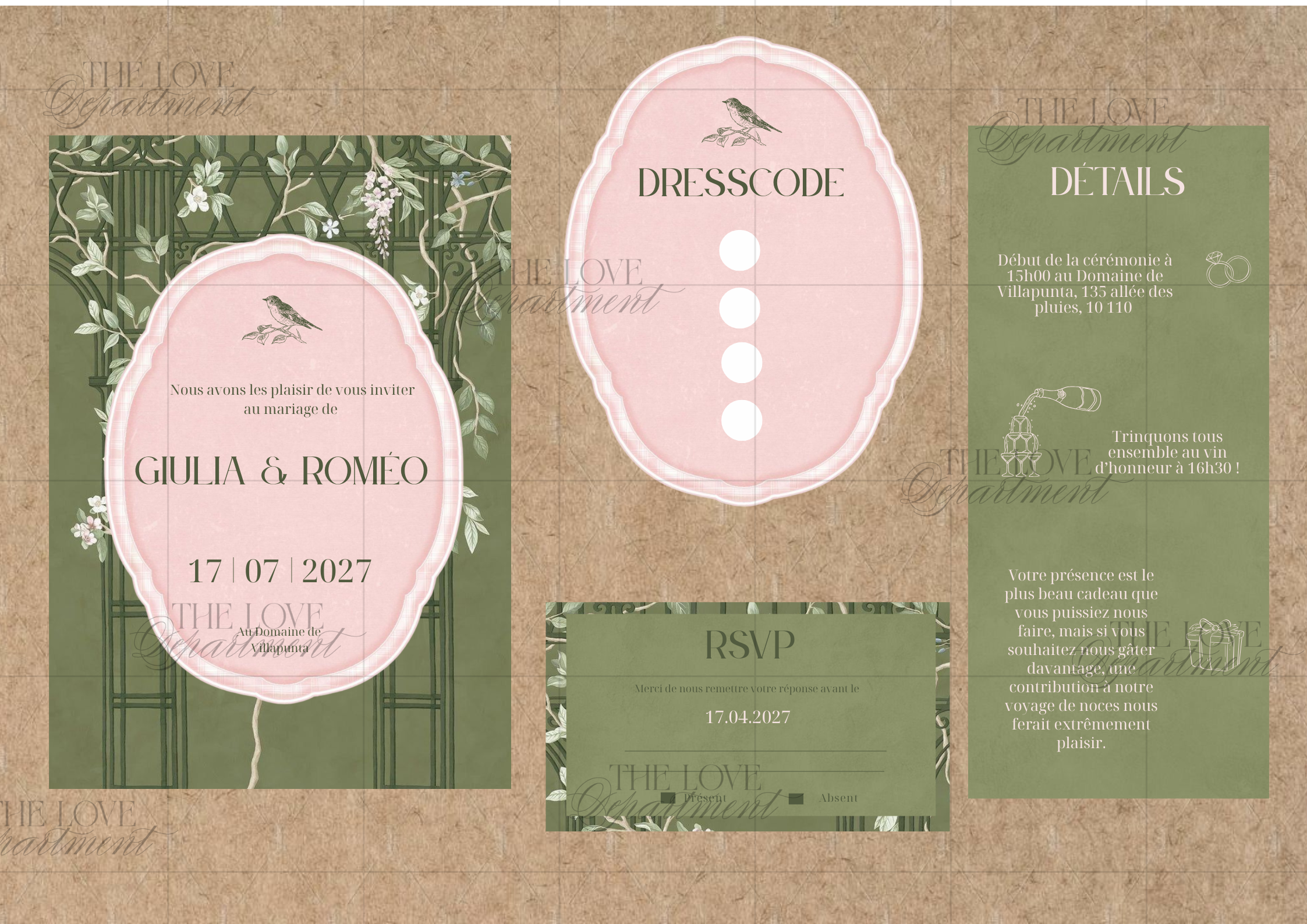 Faire-part mariage Jardin – kit complet papeterie digitale fleurie