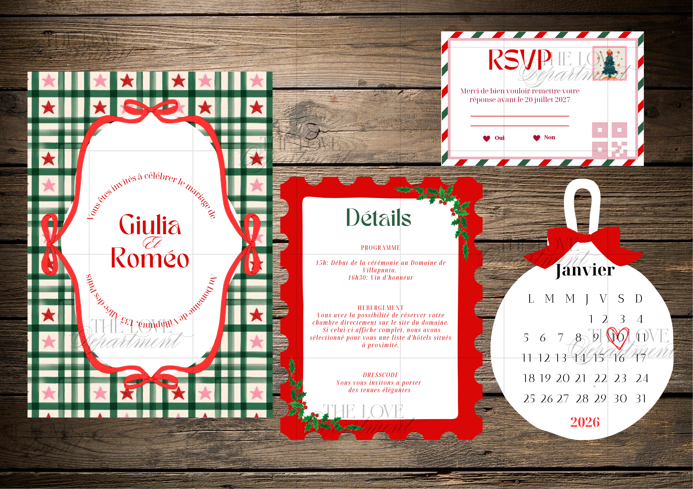 Faire-part mariage Fêtes noel – kit complet papeterie digitale festive