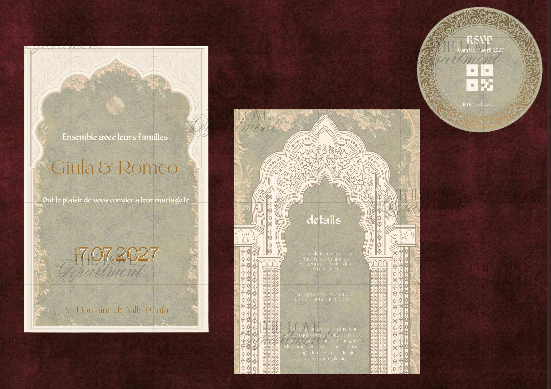 Faire-part mariage Sauge vert – kit complet papeterie digitale nature