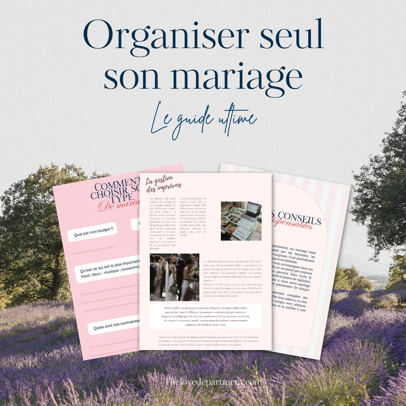 Guide PDF 130 pages organiser son mariage seul – 17 modules, budget et rétroplanning mariage